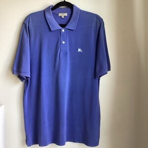 Burberry London Classic Fit Polo Shirt Mens Large Blue Nova Check Placket